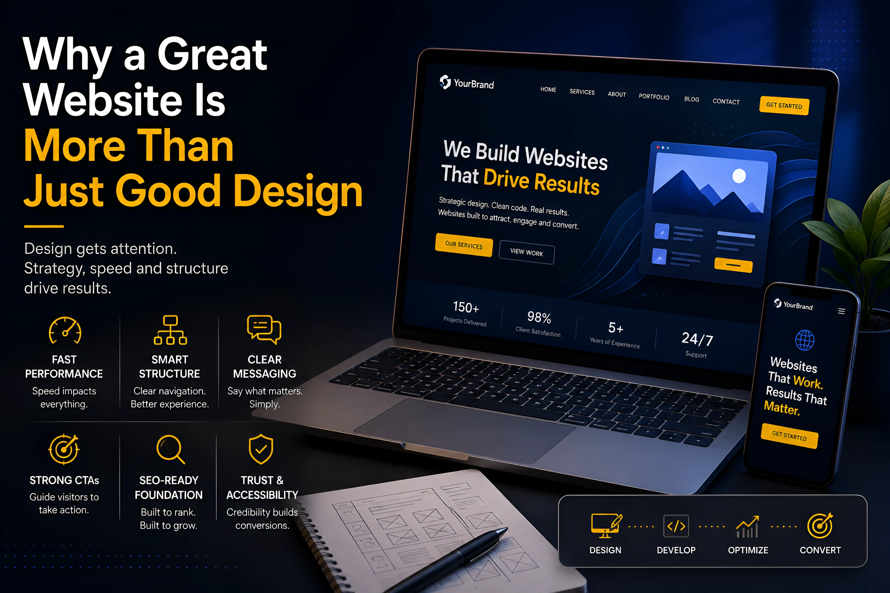 Abstract interface composition representing website structure and user experience