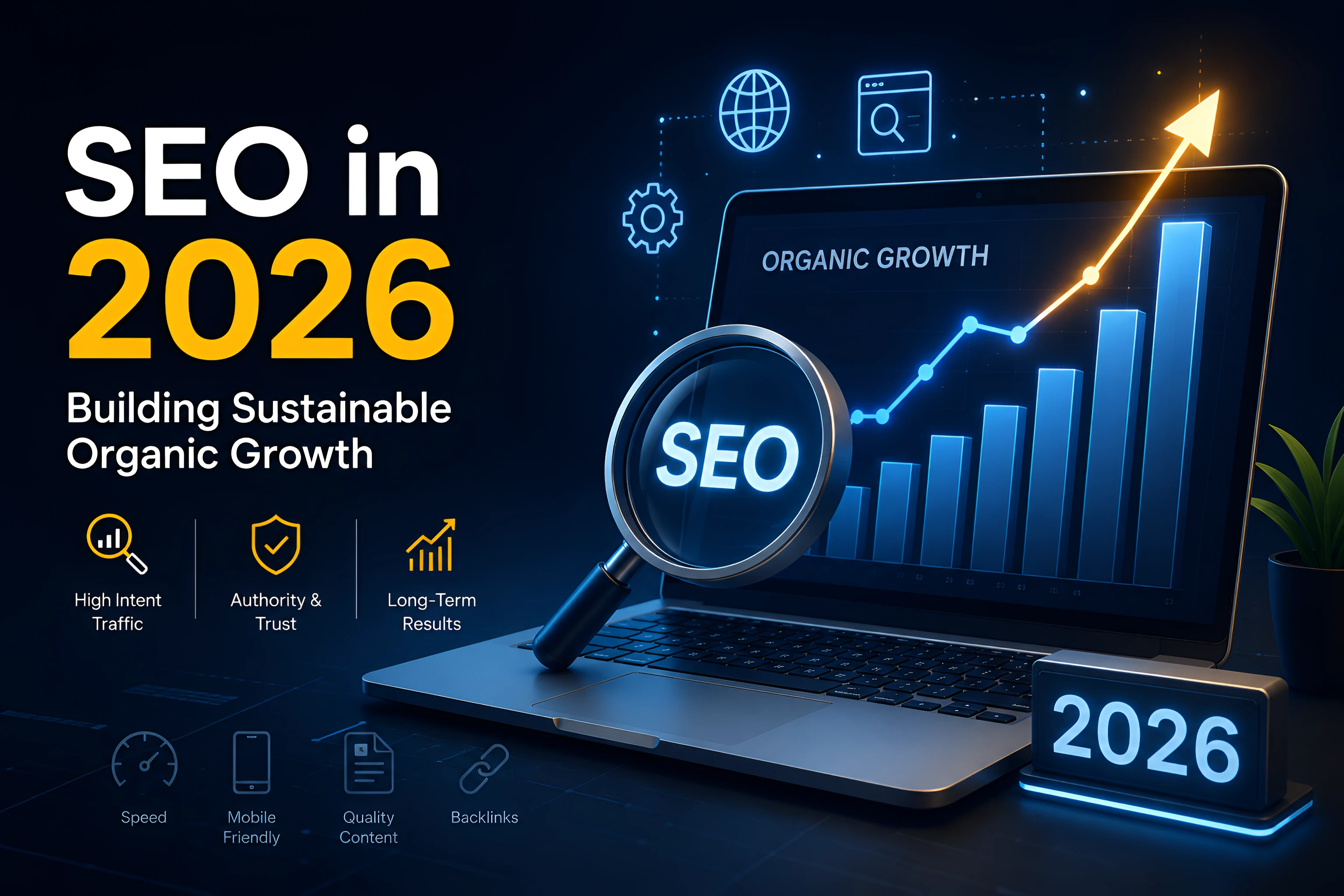 Abstract data visualization representing organic search growth